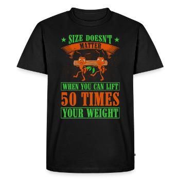 Size Doesn't Matter When You Can Lift 50 Times - Men's Premium Organic T-Shirt - black - Front - Nico (187cm)