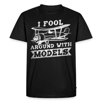 Je m’amuse avec des modèles réduits d’avion - T-shirt Premium bio Homme - noir - Devant - Nico (187cm)