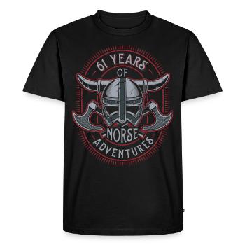 61 Years of Norse Adventures - 61st Birthday - Men's Premium Organic T-Shirt - black - Front - Nico (187cm)