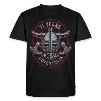 71 Years of Norse Adventures - 71. - Men's Premium Organic T-Shirt - black - Front - Nico (187cm)