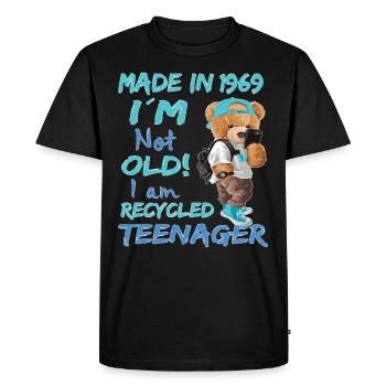 1969 anniversaire Teddy drôle vieil adolescent - T-shirt Premium bio Homme - noir - Devant - Nico (187cm)
