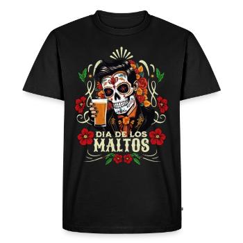 Dia De los Muertos Beer Skull - Men's Premium Organic T-Shirt - black - Front - Nico (187cm)
