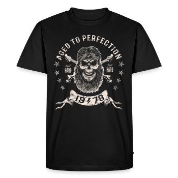 1979 Birthday Aged to perfection Rock Hard - Men's Premium Organic T-Shirt - black - Front - Nico (187cm)