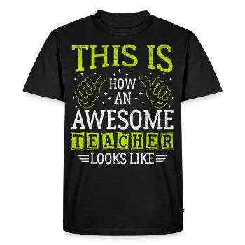 Funny Saying Awesome Teacher Assistant - Men's Premium Organic T-Shirt - black - Front - Nico (187cm)