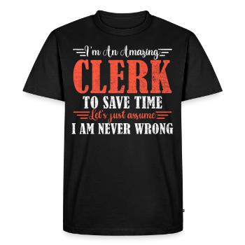 Commis génial - T-shirt Premium bio Homme - noir - Devant - Nico (187cm)