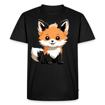 Renard mignon - T-shirt Premium bio Homme - noir - Devant - Nico (187cm)