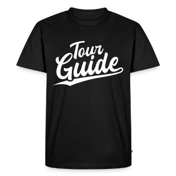 Retro Swoosh Job - Tour Guide - Men's Premium Organic T-Shirt - black - Front - Nico (187cm)