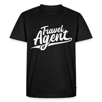 Emploi Swoosh rétro - Agent de voyage - T-shirt Premium bio Homme - noir - Devant - Nico (187cm)