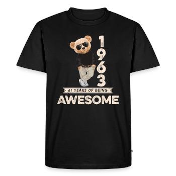 1963 Birthday Teddy Bear Being Awesome Orignal - Men's Premium Organic T-Shirt - black - Front - Nico (187cm)
