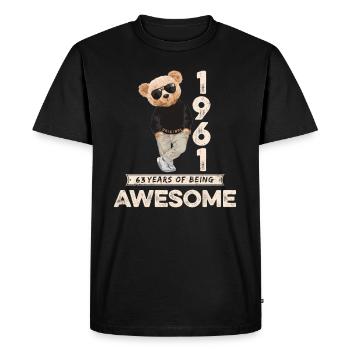 1961 Birthday Teddy Bear Being Awesome Orignal - Men's Premium Organic T-Shirt - black - Front - Nico (187cm)