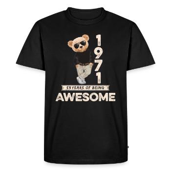 1971 Birthday Teddy Bear Being Awesome Orignal - Men's Premium Organic T-Shirt - black - Front - Nico (187cm)