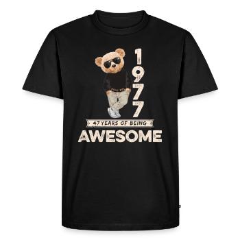 1977 Birthday Teddy Bear Being Awesome Orignal - Men's Premium Organic T-Shirt - black - Front - Nico (187cm)