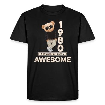 1980's Birthday Teddy Bear Being Awesome Orignal - Men's Premium Organic T-Shirt - black - Front - Nico (187cm)