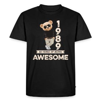1989 Birthday Teddy Bear Being Awesome Orignal - Men's Premium Organic T-Shirt - black - Front - Nico (187cm)