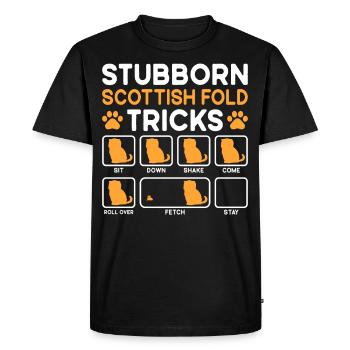 Tricks têtus Scottish Fold Cat - T-shirt Premium bio Homme - noir - Devant - Nico (187cm)