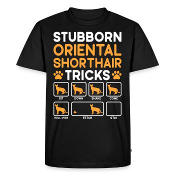 Tricks Têtus Chat Oriental à poil court - T-shirt Premium bio Homme - noir - Devant - Nico (187cm)