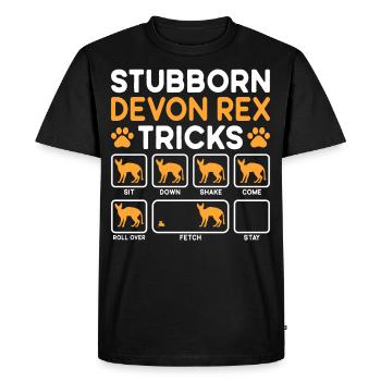 Stubborn Tricks Devon Rex Cat - Men's Premium Organic T-Shirt - black - Front - Nico (187cm)