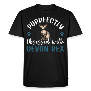 Purrfectly Obsessed With Devon Rex - Men's Premium Organic T-Shirt - black - Front - Nico (187cm)