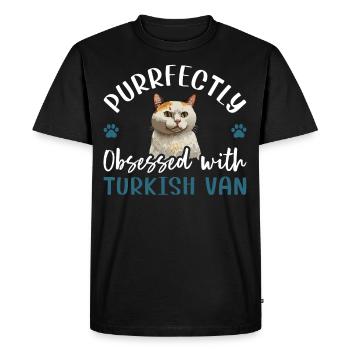 Purrfectly Obsessed With Turkish Van - Men's Premium Organic T-Shirt - black - Front - Nico (187cm)