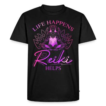 Le Reiki de la vie aide le Reiki Lotus - T-shirt Premium bio Homme - noir - Devant - Nico (187cm)