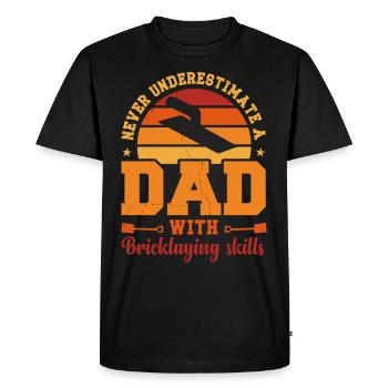 Mari Papa Héros Rétro Briqueteur - T-shirt Premium bio Homme - noir - Devant - Nico (187cm)