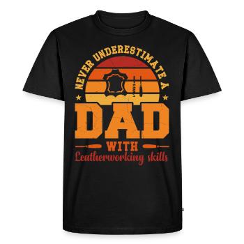 Husband Dad Hero Retro Leatherworker - Men's Premium Organic T-Shirt - black - Front - Nico (187cm)