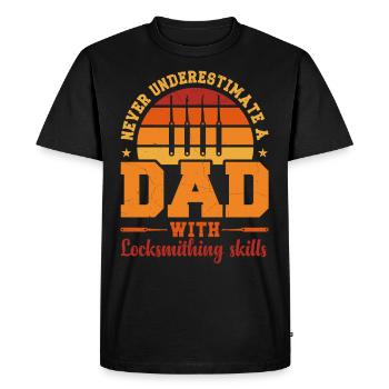 Husband Dad Hero Retro Locksmith - Men's Premium Organic T-Shirt - black - Front - Nico (187cm)