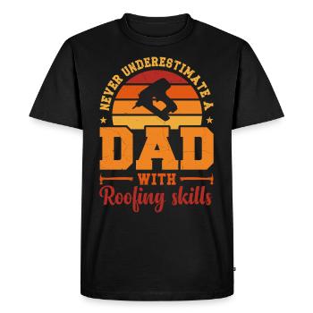 Husband Dad Hero Retro Roofer - Men's Premium Organic T-Shirt - black - Front - Nico (187cm)