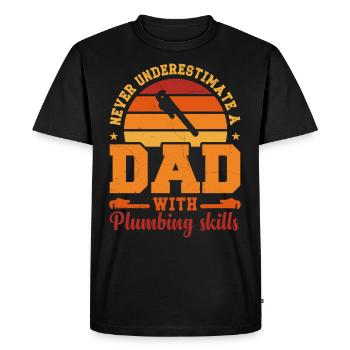 Husband Dad Hero Retro Plumber - Men's Premium Organic T-Shirt - black - Front - Nico (187cm)