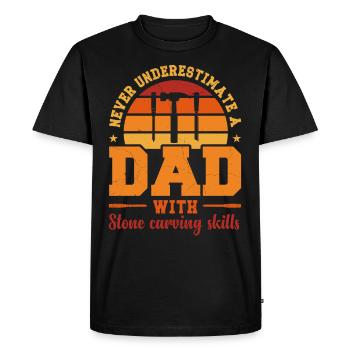 Husband Dad Hero Retro Stone Carver - Men's Premium Organic T-Shirt - black - Front - Nico (187cm)