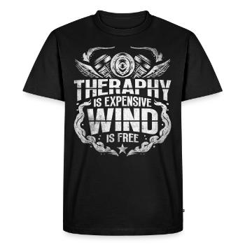 Therapy Is Expensive - Wind Is Free Biker - Men's Premium Organic T-Shirt - black - Front - Nico (187cm)