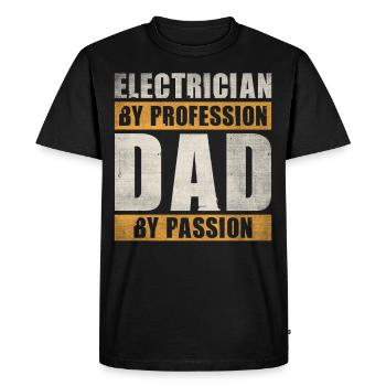 Papa Par Passion Profession Électricien - T-shirt Premium bio Homme - noir - Devant - Nico (187cm)