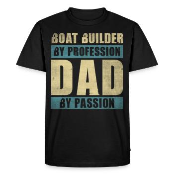 Papa par passion Profession Constructeur de bateaux - T-shirt Premium bio Homme - noir - Devant - Nico (187cm)