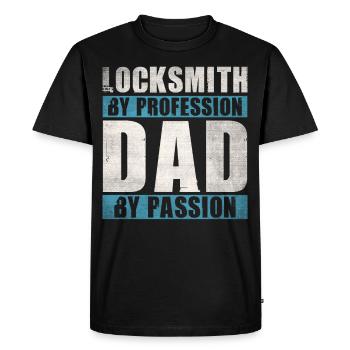 Dad By Passion Profession Locksmith - Men's Premium Organic T-Shirt - black - Front - Nico (187cm)