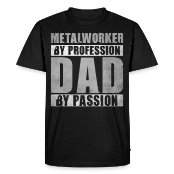 Papa Par Passion Profession Métallurgiste - T-shirt Premium bio Homme - noir - Devant - Nico (187cm)