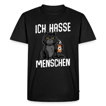Cat I Hate People BLACK - Men's Premium Organic T-Shirt - black - Front - Nico (187cm)