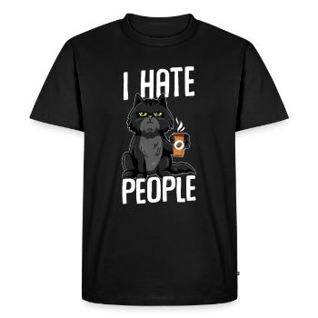 Cat I hate people BLACK - Men's Premium Organic T-Shirt - black - Front - Nico (187cm)
