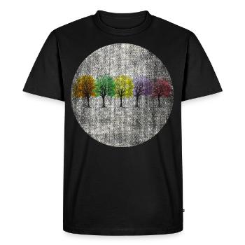 Bunte Bäume retro bunt - Männer Premium Bio T-Shirt - Schwarz - Vorne - Nico (187cm)
