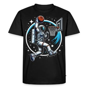 Astronaute faisant du slam dunk basketball - T-shirt Premium bio Homme - noir - Devant - Nico (187cm)