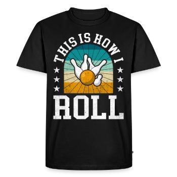 Voici comment je roule le design rétro pour les quilleurs sportifs - T-shirt Premium bio Homme - noir - Devant - Nico (187cm)
