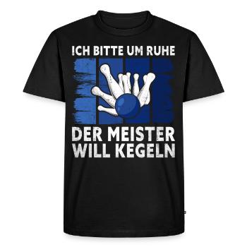 Je supplie le silence, le maître veut jouer aux quilles, - - T-shirt Premium bio Homme - noir - Devant - Nico (187cm)