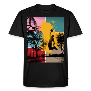 Basket-ball basketteur basketteur Fan Vintage Rétro - T-shirt Premium bio Homme - noir - Devant - Nico (187cm)