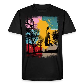 Basket-ball basketteur basketteur Fan Vintage Rétro - T-shirt Premium bio Homme - noir - Devant - Nico (187cm)