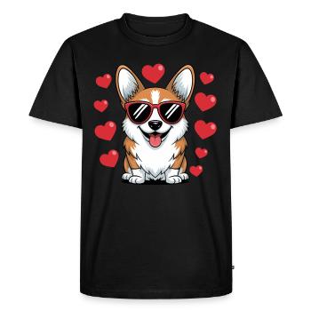 Corgi cool avec cœur - Loving Dog Design - T-shirt Premium bio Homme - noir - Devant - Nico (187cm)