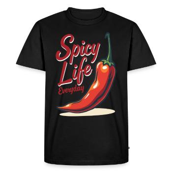 Spicy Life – Chili Vibes pour tous les jours - T-shirt Premium bio Homme - noir - Devant - Nico (187cm)