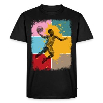 Basket-ball basketteur basketteur Fan Vintage Rétro - T-shirt Premium bio Homme - noir - Devant - Nico (187cm)