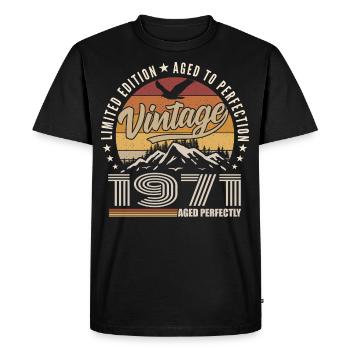 1971 Cadeau 54e Anniversaire 1971 Vintage 1971 - T-shirt Premium bio Homme - noir - Devant - Nico (187cm)