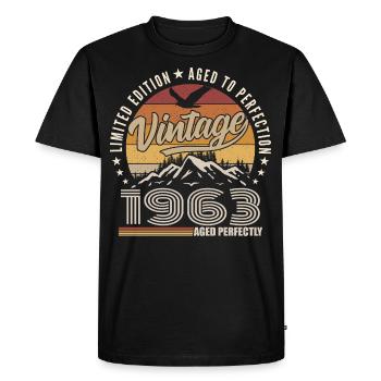 1963 Cadeau 62e Anniversaire 1963 Vintage 1963 - T-shirt Premium bio Homme - noir - Devant - Nico (187cm)