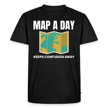 World Map GIS Cartography Earth Geography - Men's Premium Organic T-Shirt - black - Front - Nico (187cm)