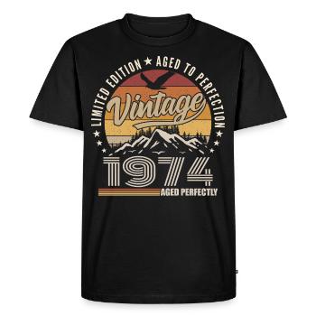 1974 51st Anniversary Gift 1974 Vintage 1974 - Men's Premium Organic T-Shirt - black - Front - Nico (187cm)